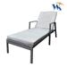 Rattan Lounge Chair Outdoor Chaise Lounge, All Weather Rust-resistant Steel Frame Garden Chair with Adjustable Back and Cushion