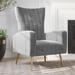 BELLEZE Kinsley Velvet Accent Chair, Upholstered Wingback Vanity Chair - Gray
