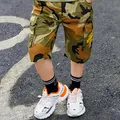 Kids Shorts for Boys Summer Children Camouflage Blue Pants Fashion Teenage Elastic Waist Cargo
