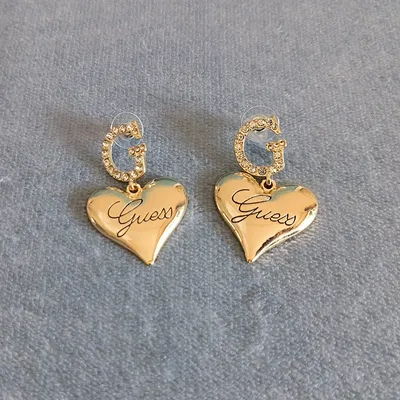 1Pair Trendy Heart Metal Drop Earrings For Women Girls Korean Style Big Love Heart Letter G Studs