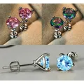 2022 vintage Blue Topaz Stud Earrings for Women Crystal Korean Earings Valentine's Day Anniversary