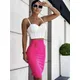 Women Hot Pink Black White Bodycon Bandage Skirt 2023 Designer High Waist High Street Party Club