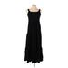 Simply Vera Vera Wang Casual Dress - A-Line Scoop Neck Sleeveless: Black Solid Dresses - Women's Size X-Small