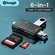 Elough Card Reader Usb 3.0 Type C to SD Micro SD TF Memory Card for PC Laptop Phone High Speed 6 in