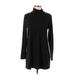 Eileen Fisher Casual Dress - Mini Turtleneck Long sleeves: Black Print Dresses - Women's Size Small