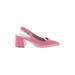 Sam Edelman Mule/Clog: Pumps Chunky Heel Cocktail Pink Solid Shoes - Women's Size 8 - Pointed Toe