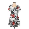 Lily by Firmiana Casual Dress - Mini Scoop Neck Short sleeves: White Floral Dresses - Women's Size Medium