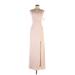 Dessy Collection Cocktail Dress - Bridesmaid Plunge Sleeveless: Tan Solid Dresses - New - Women's Size 16