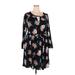 Torrid Casual Dress - Mini Keyhole 3/4 sleeves: Black Print Dresses - Women's Size 2X Plus