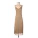 Zara Cocktail Dress - Midi Scoop Neck Sleeveless: Tan Solid Dresses - Women's Size Small