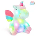 30cm LED Light Musical Unicorn Plush Toys Soft Cute Green Pink Light-up Stuffed Animals for Girls