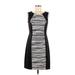 Connected Apparel Cocktail Dress - Sheath Scoop Neck Sleeveless: Black Print Dresses - Women's Size 6