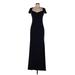 Badgley Mischka Cocktail Dress - Formal V Neck Sleeveless: Black Solid Dresses - Women's Size 6