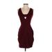 Susana Monaco Cocktail Dress - Mini Plunge Sleeveless: Burgundy Solid Dresses - Women's Size Small