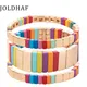 Wholesale Enamel Bracelets Set Gold Color Bangle For Women Colorful Beads Elastic Bracelets Handmade