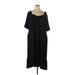 Terra & Sky Casual Dress - Shift: Black Solid Dresses - Women's Size 2X