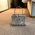 Silver Evening Clutch Bag Women Bag Handbag Square Metallic Coating Clutches Bag Fashion Shoulder