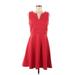 Cynthia Rowley TJX Casual Dress - A-Line V-Neck Sleeveless: Red Dresses - Women's Size 6