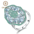 GEM'S BALLET 3.65Ct Natural Sky Blue Topaz Hyperbole Ring 925 Sterling Sliver Gemstone Vintage Ring