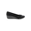 Forever Flats: Slip-on Wedge Work Black Print Shoes - Women's Size 8 - Round Toe