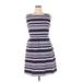 The Limited Casual Dress - Mini High Neck Sleeveless: Purple Stripes Dresses - Women's Size 14