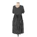 Suzanne Betro Casual Dress - Midi: Black Print Dresses - Women's Size Large