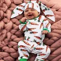 3-18M Infant Baby Boys Girls Long Sleeve Rompers Easter Cartoon Carrot Printed Romper Bodysuit Pants