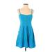 Express Casual Dress - Mini Sweetheart Sleeveless: Blue Print Dresses - Women's Size Small
