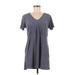 Z Supply Casual Dress - Mini V Neck Short Sleeve: Gray Print Dresses - Women's Size Medium