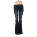 Express Jeans Jeans - Mid/Reg Rise: Blue Bottoms - Women's Size 4 Petite - Dark Wash
