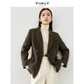 Vimly 53.2% Wool Blend Quilted Blazer Jacket Women 2023 Notched Collar Double Breasted Thick Winter