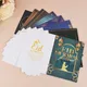 5pcs Eid Al-Fitr Greeting Card Black Gold Color Moon Star House Muslim Blessing Card Gift Card Eid