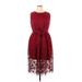 Shein Casual Dress - A-Line High Neck Sleeveless: Burgundy Solid Dresses - Women's Size 1X