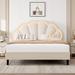 Lark Manor™ Aisaiah Flower Headboard Platform Bed, LED Bed w/ Adjustable Headboard Upholstered/Velvet/Metal in White | King | Wayfair