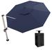 Arlmont & Co. Kris 156" Cantilever Umbrella w/ Crank Lift Counter Weights Included, Polyester in Blue/Navy | 108 H x 156 W x 156 D in | Wayfair