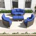 Latitude Run® 8-Piece Rattan Steel Wicker Outdoor Sectional w/ Ottomans w/ Cushions in Brown | Wayfair 686C153601A54730A3958BD04356CBC4