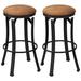 Williston Forge Set Of 2 Homcom Vintage 29-inch Bar Stools w/ Footrest, Microfiber Seat & Steel Legs - Brown For Kitchen/dining | Wayfair