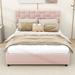 Latitude Run® Drini Queen Upholstered Platform bed w/ Adjustable Headboard Upholstered in Pink | 45 H x 63 W x 83 D in | Wayfair