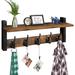 17 Stories Wall Hooks w/ Shelf, Wood Coat Rack w/ Shelf Wall-Mounted, Entryway Hanging Shelf w/ 5 Metal Hooks For Clothes Hats Towel Purse Robes | Wayfair