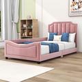 Ivy Bronx Latory Twin Size Upholstered Platform Bed w/ Headboard, Wood in Pink | Wayfair 84110A8B12D04331A4A47D7CDB240908