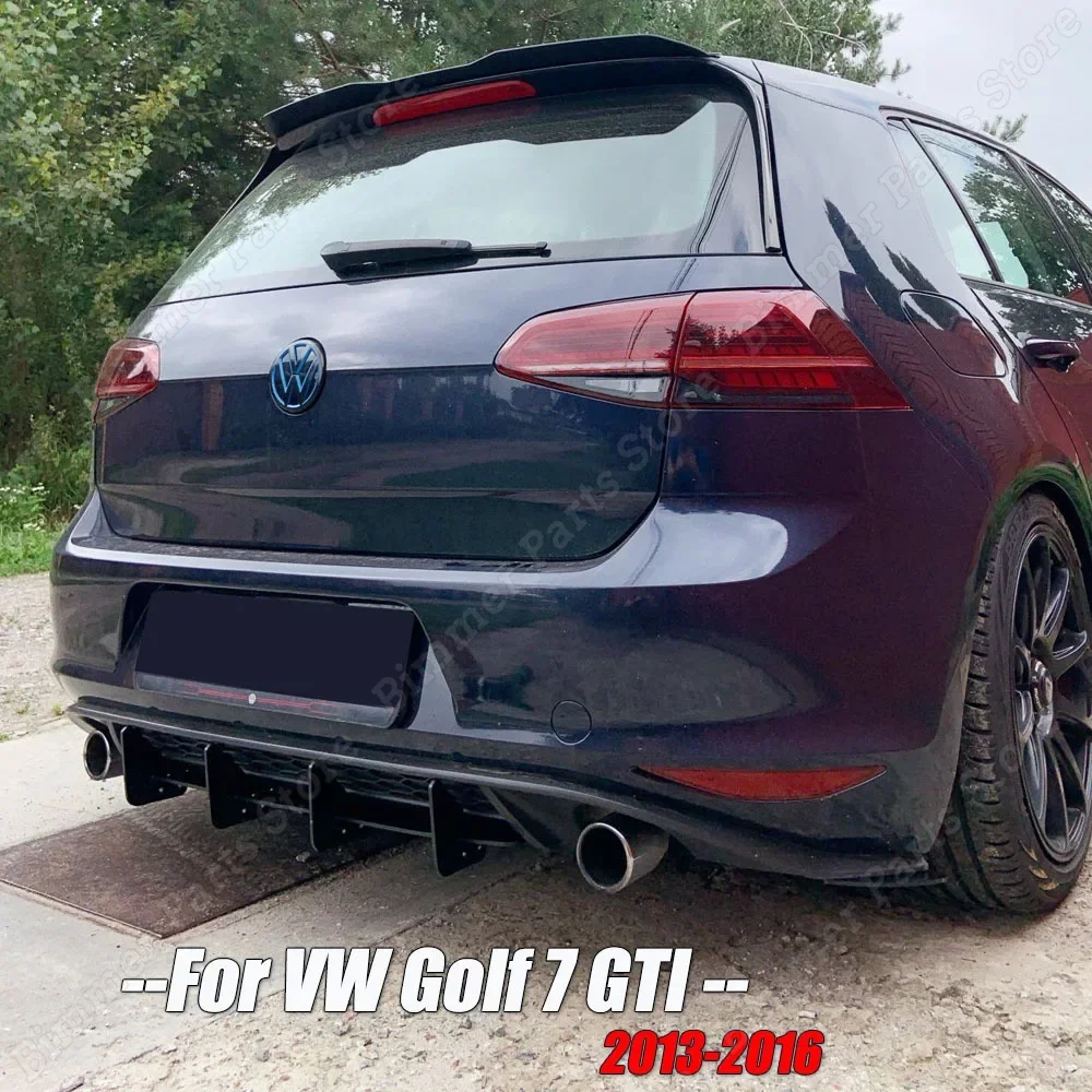 4 Flossen Auto hinten Stoßstange Diffusor Rückseite Splitter Spoiler Lippe für vw Volkswagen Golf 7 vii mk7 gti 2013-2016 abs glänzend schwarz Image
