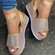 New Fashion strass sandali con zeppa donna estate 2024 tacchi alti scarpe con plateau donna suola
