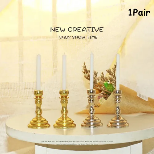 1 Paar Miniatur Kerze antike Puppenhaus Miniatur Kerzenhalter Kerzenhalter Kandelaber Modell