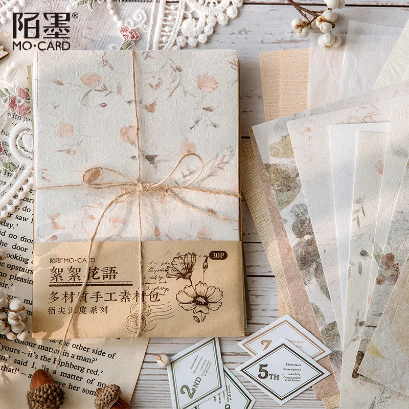 30 teile/los Vintage Hintergrund papier Diy Scrapbooking material papier Dekorative Etiketten junk zeitschrift Schreibwaren Image