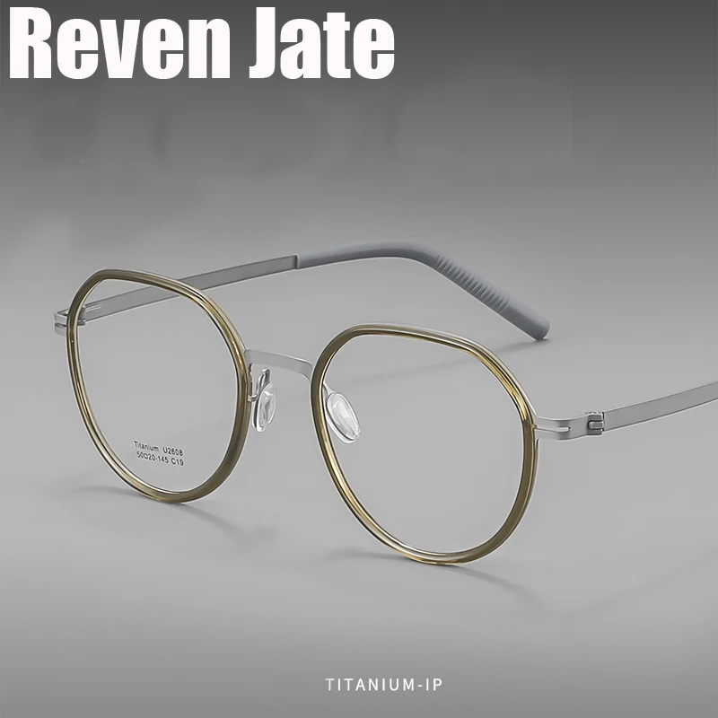 Reven jate optische reine titan runde rahmen verschreibung pflicht ige brille rx männer oder frauen brille für männliche weibliche brillen Image