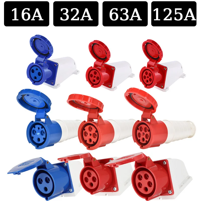 Wasserdichter Industriest ecker und Steckdose 3-polig 4-polig 5-polig 16a/32a ip44 wasserdichter elektrischer Anschluss Wand halterung Image