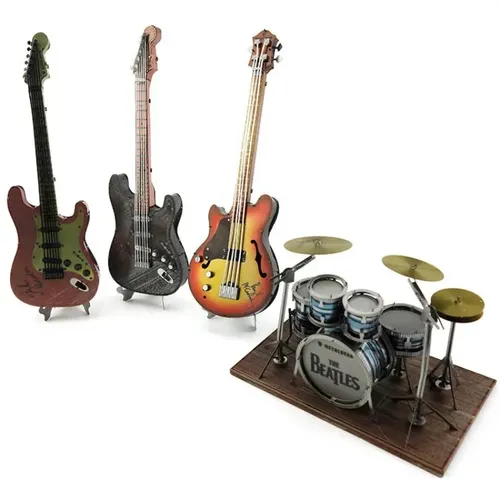 Mehrfarbige DIY 3D Metall Puzzle E-Bass Gitarre Bass Geige Drum Set Klavier Musik instrumente