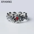 Xiyanike Männer Frauen Gothic Thai Silber Rose Blume Manschette Fingerringe Unisex Mode neue Schmuck