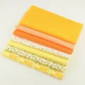 Booksew 7 Piece Yellow And Orange 100% Cotton Fabric Bundle Various Kinds Patchwork Plain Tecido