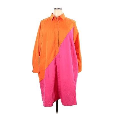 Stylewe Casual Dress - Shirtdress High Neck 3/4 sleeves: Orange Print Dresses - New - Women's Size 2X